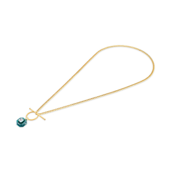 B-dazzle Infinity Cut Green Crystal Toggle Necklace