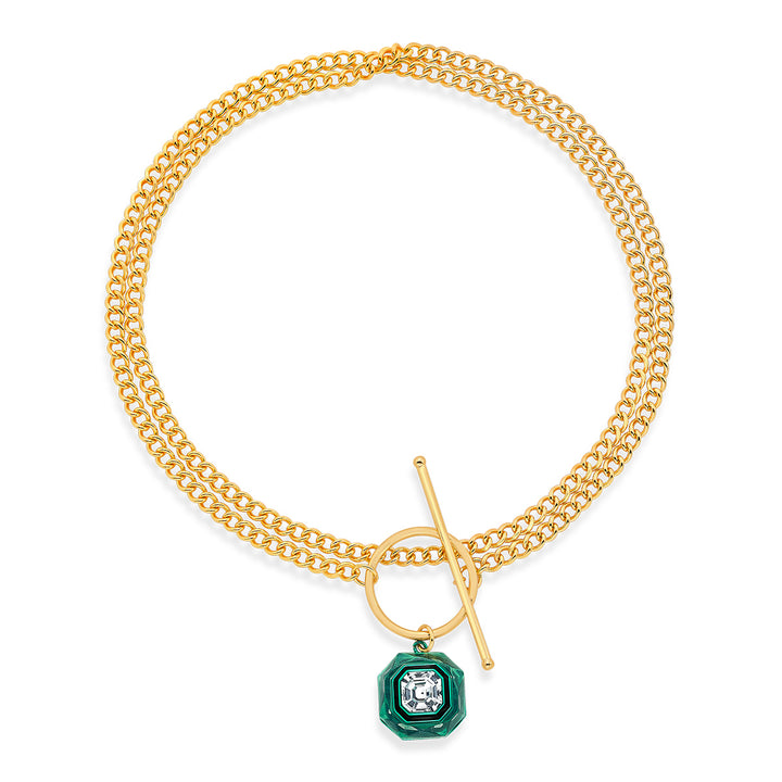 B-dazzle Infinity Cut Green Crystal Toggle Necklace