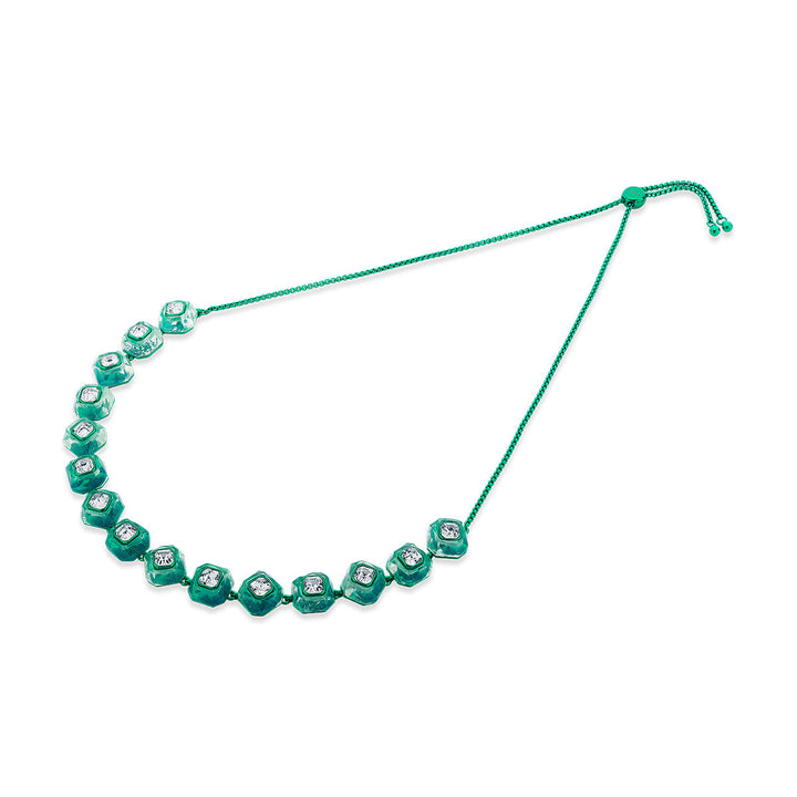 B-dazzle Infinity Cut Green Crystal Collar Necklace - Isharya | Modern Indian Jewelry
