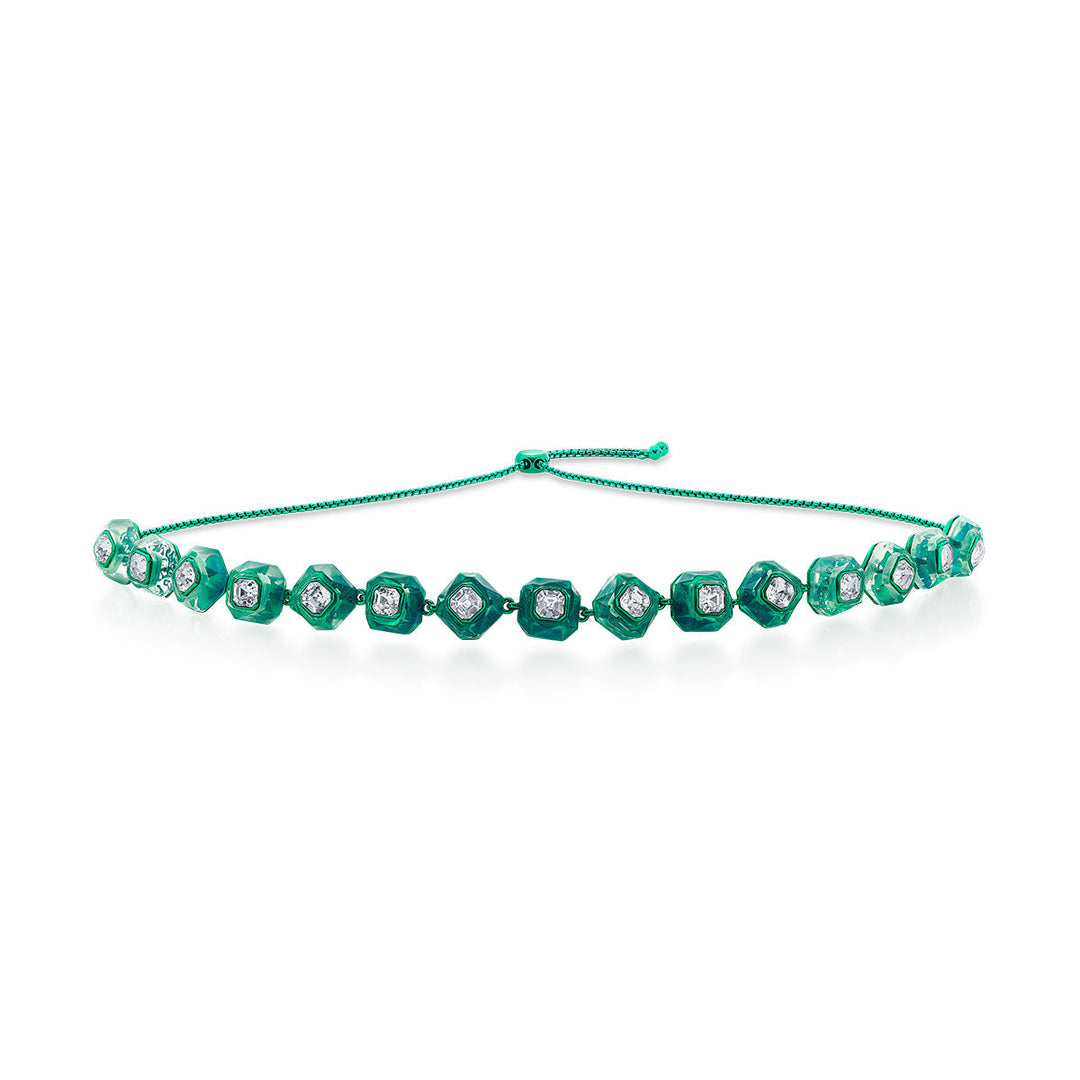 B-dazzle Infinity Cut Green Crystal Collar Necklace - Isharya | Modern Indian Jewelry