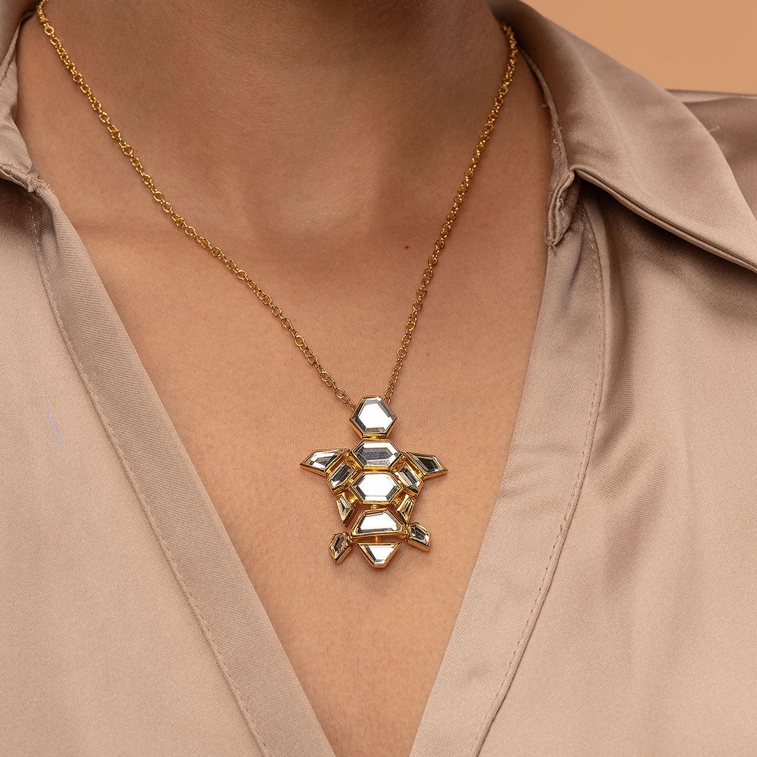 Flash Mirror Turtle Necklace