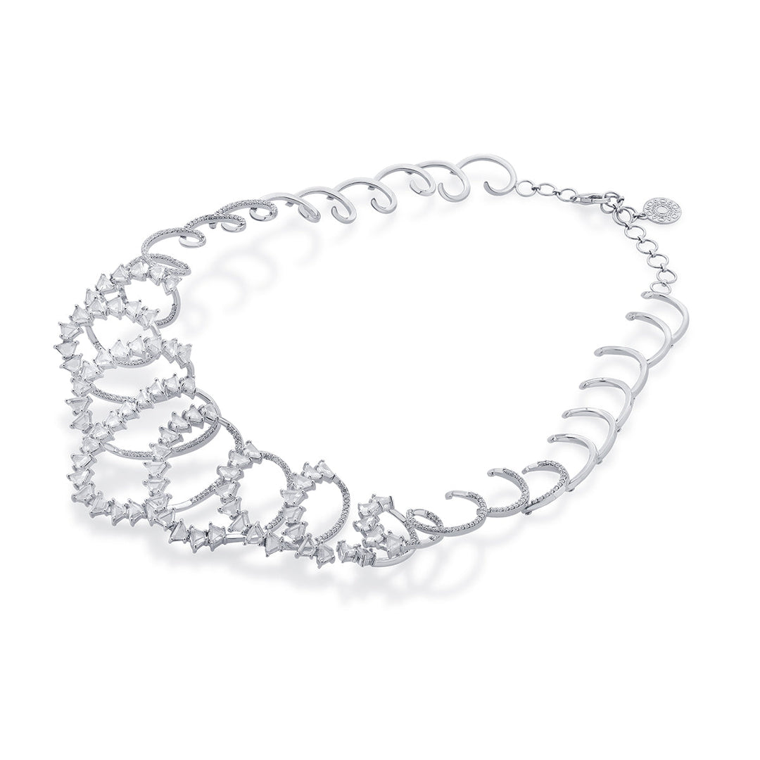 Kyoto 925 Silver Spiral Rève Crystal Necklace - Isharya | Modern Indian Jewelry