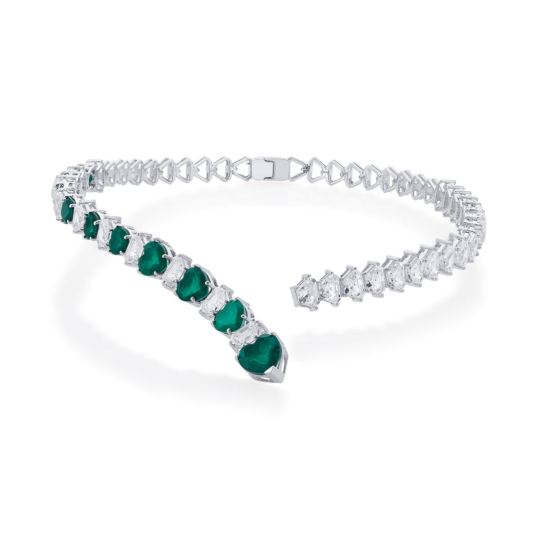 Provence 925 Silver Emerald Doublet Coil Necklace - Isharya | Modern Indian Jewelry