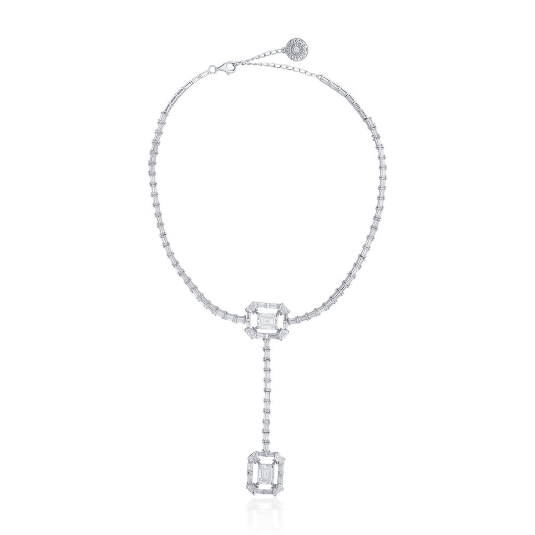 Louvre 925 Silver Octa T-Shape Necklace - Isharya | Modern Indian Jewelry