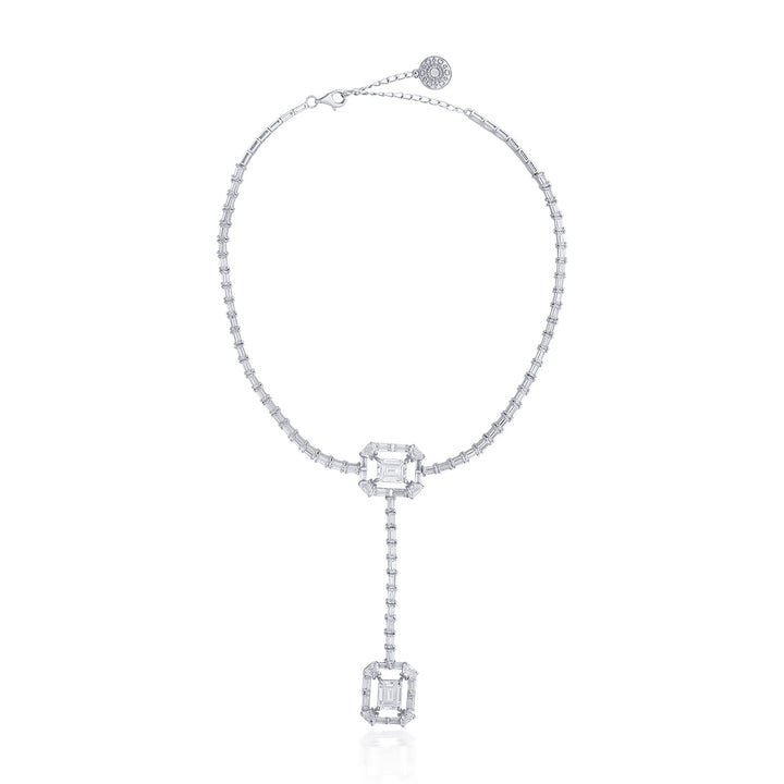 Louvre 925 Silver Octa T-Shape Necklace - Isharya | Modern Indian Jewelry