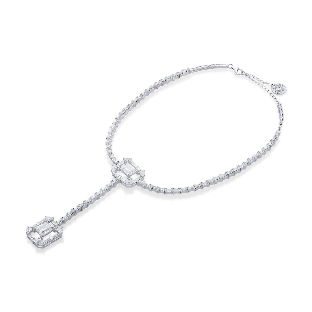 Louvre 925 Silver Octa T-Shape Necklace - Isharya | Modern Indian Jewelry