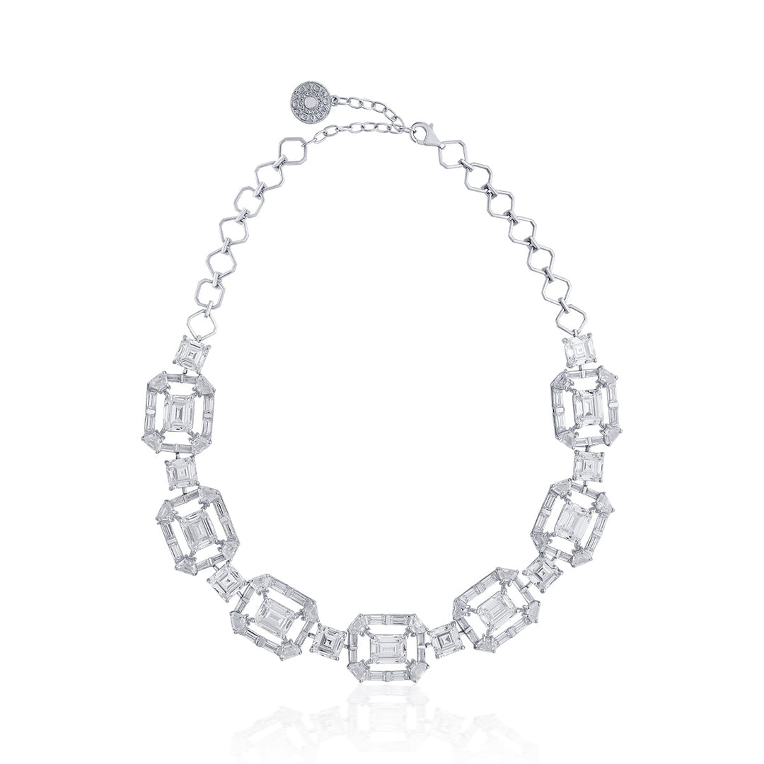 Louvre 925 Silver Octa Rève Crystal Choker - Isharya | Modern Indian Jewelry