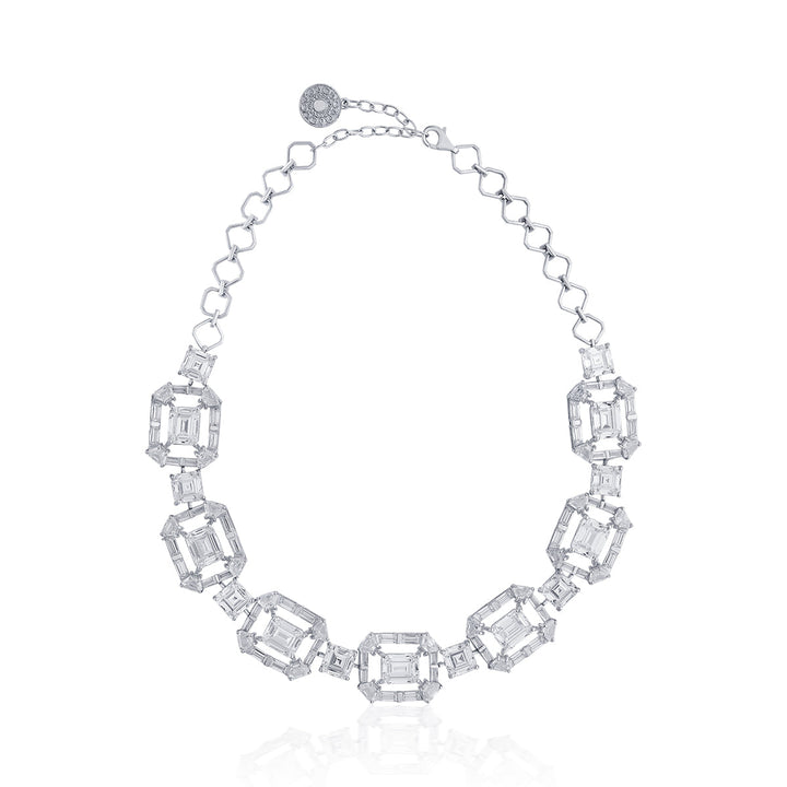 Louvre 925 Silver Octa Rève Crystal Choker - Isharya | Modern Indian Jewelry