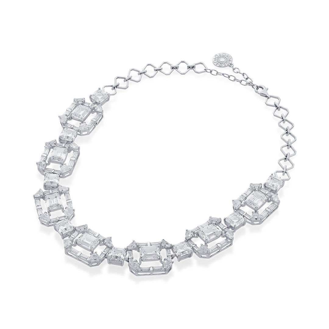 Louvre 925 Silver Octa Rève Crystal Choker - Isharya | Modern Indian Jewelry