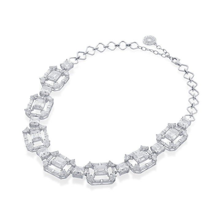 Louvre 925 Silver Octa Rève Crystal Choker - Isharya | Modern Indian Jewelry