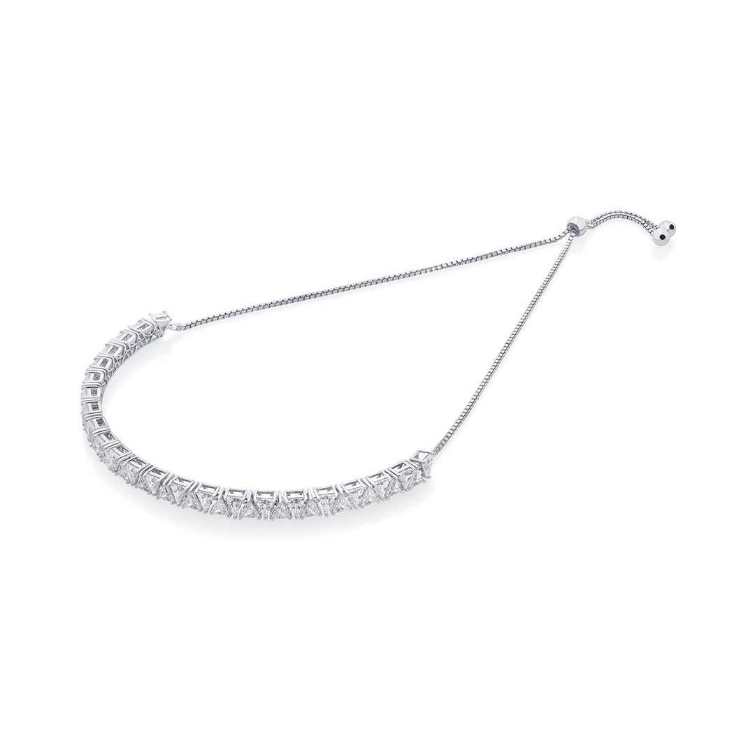 Louvre 925 Silver Mini Rève Crystal Tennis Choker - Isharya | Modern Indian Jewelry