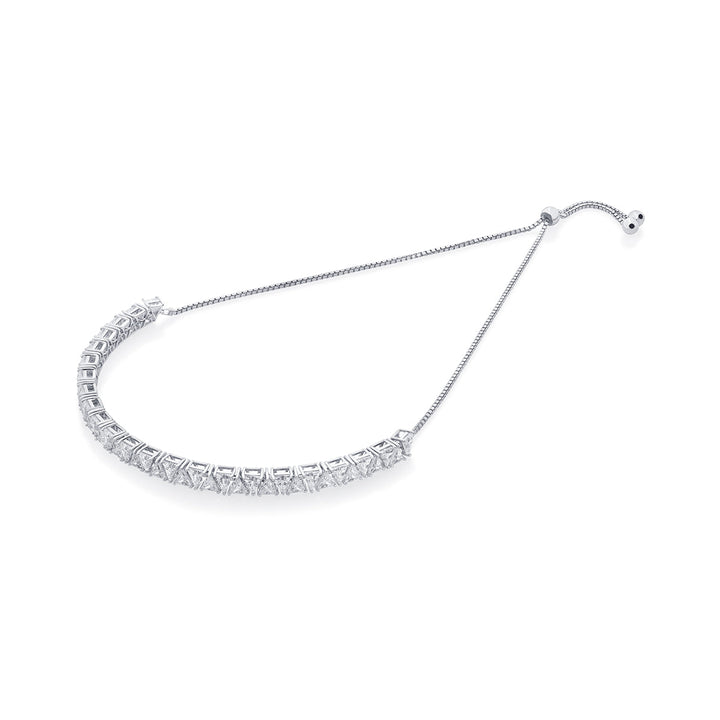 Louvre 925 Silver Mini Rève Crystal Tennis Choker - Isharya | Modern Indian Jewelry