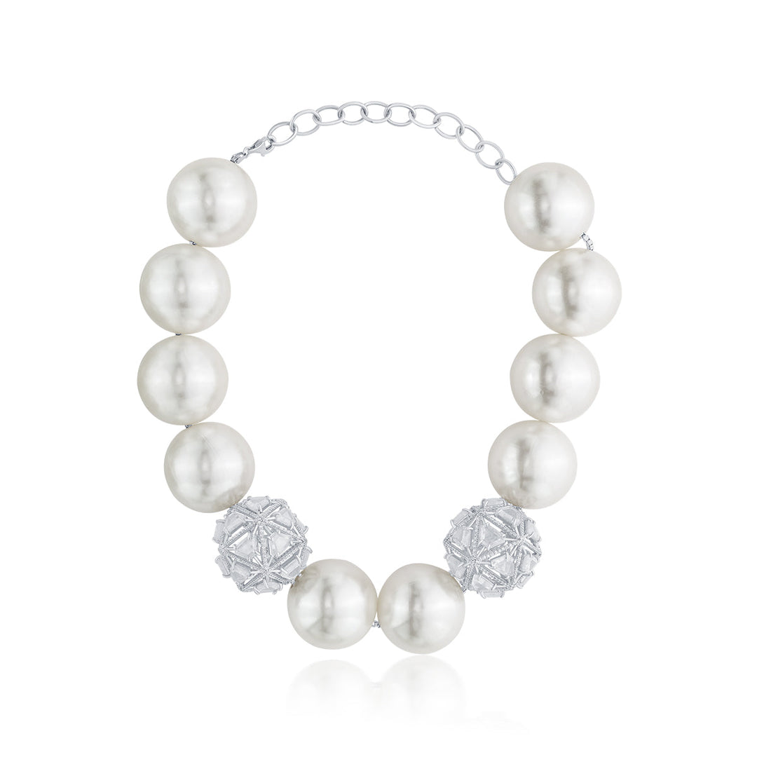 Bahamas 925 Silver Pearl Botticelli Necklace - Isharya | Modern Indian Jewelry