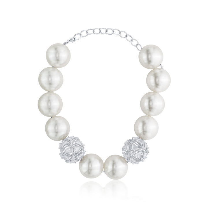 Bahamas 925 Silver Pearl Botticelli Necklace - Isharya | Modern Indian Jewelry