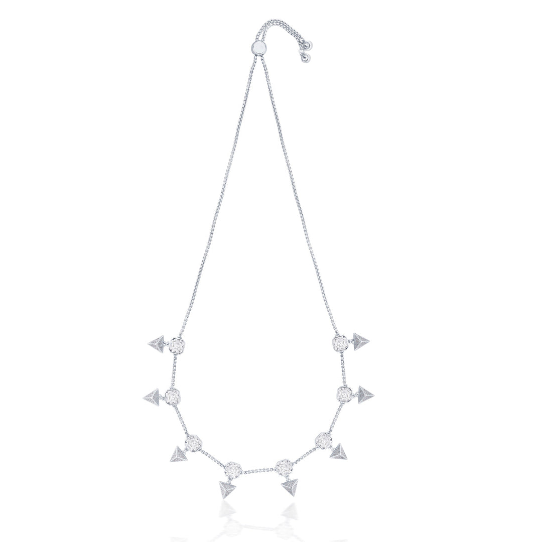 Chrome Pyramid Crystal Necklace