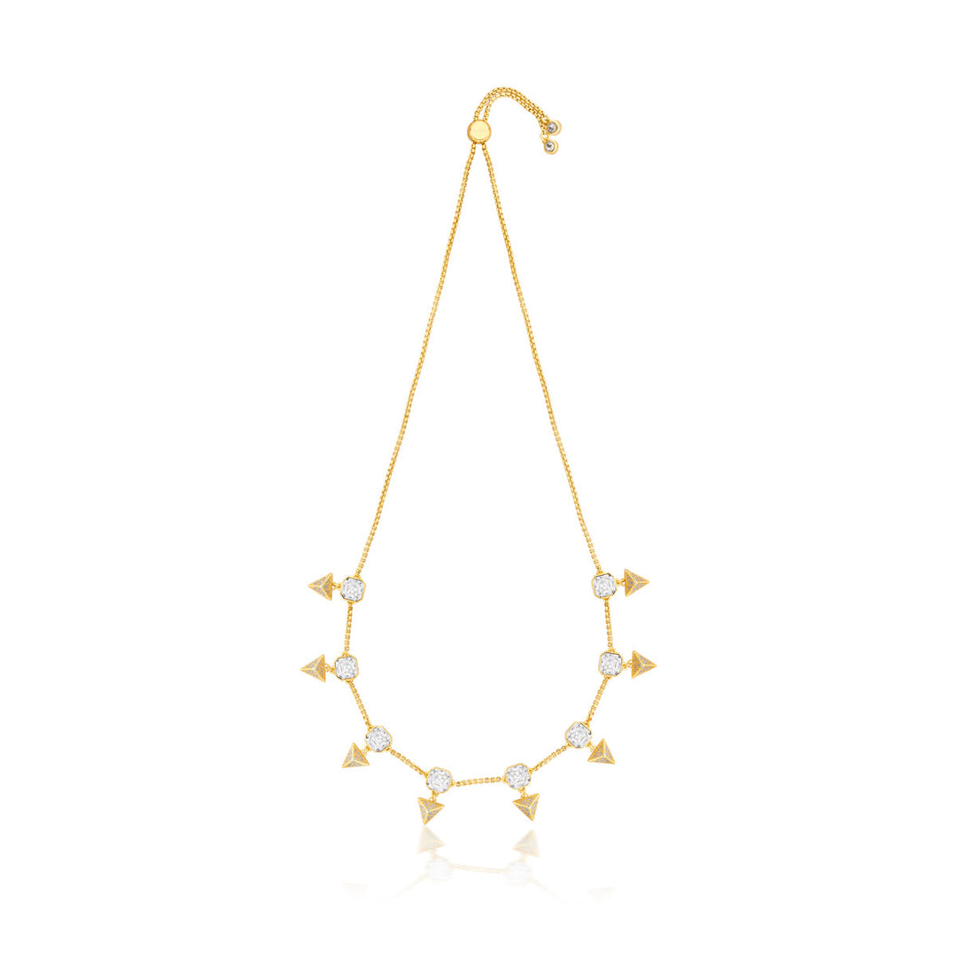 Gold Moss Pyramid Crystal Necklace