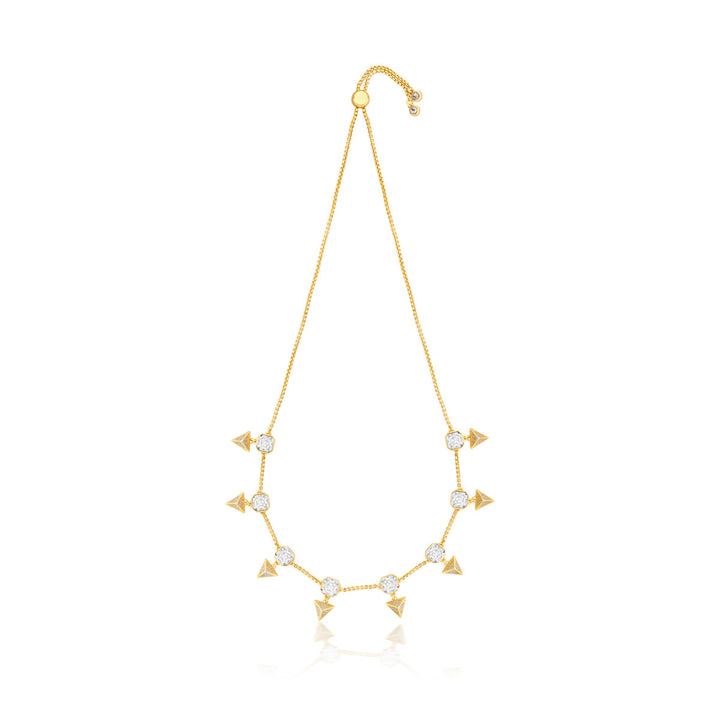 Gold Moss Pyramid Crystal Necklace