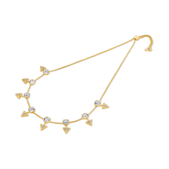 Gold Moss Pyramid Crystal Necklace