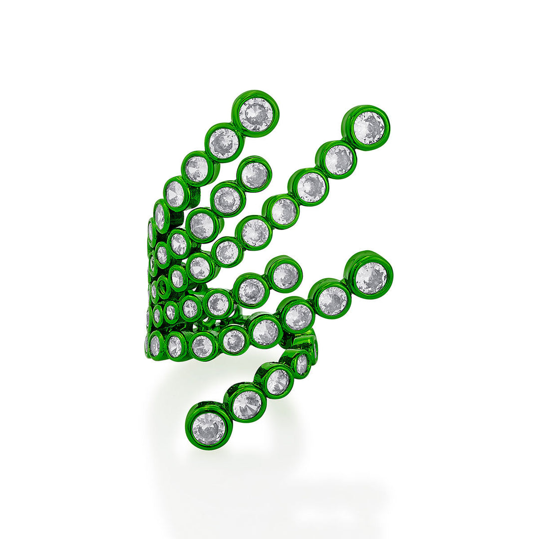 Parakeet Green Wrap Cocktail Ring - Isharya | Modern Indian Jewelry