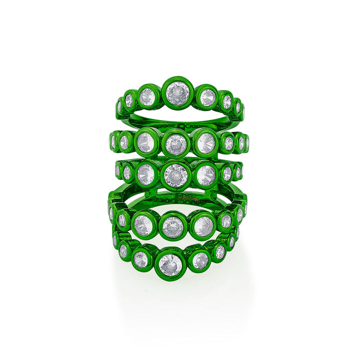 Parakeet  Green Quintuple Ring - Isharya | Modern Indian Jewelry