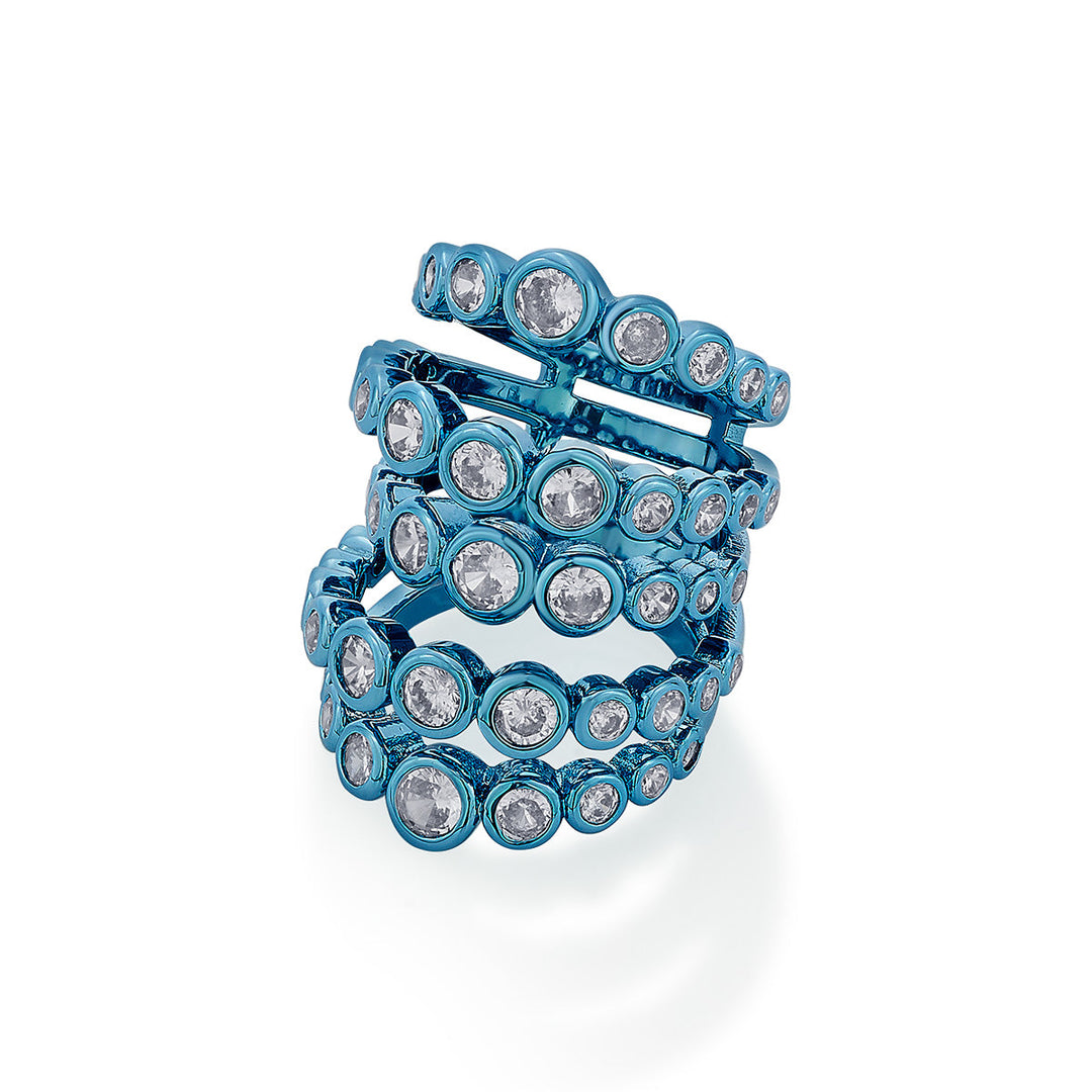 Aqua Blue  Quintuple Ring - Isharya | Modern Indian Jewelry