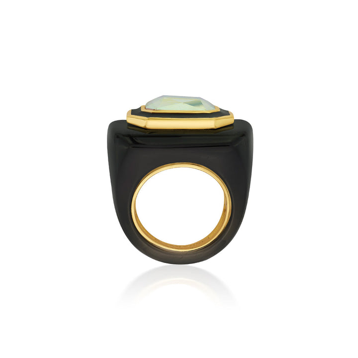 Meraki Black Enamel Resin Ring - Isharya | Modern Indian Jewelry