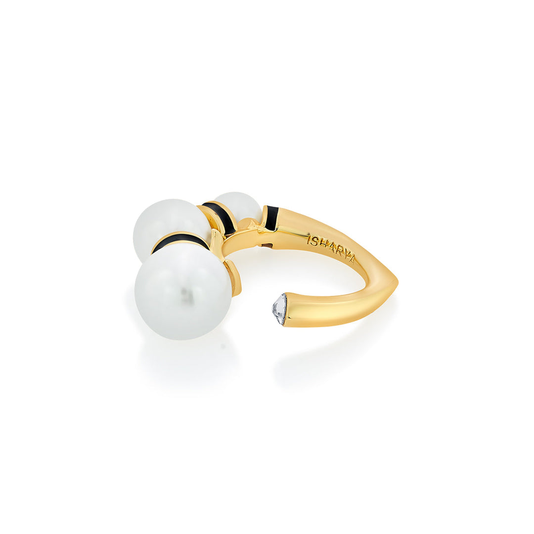 Amina Triple Pearl Ring - Isharya | Modern Indian Jewelry