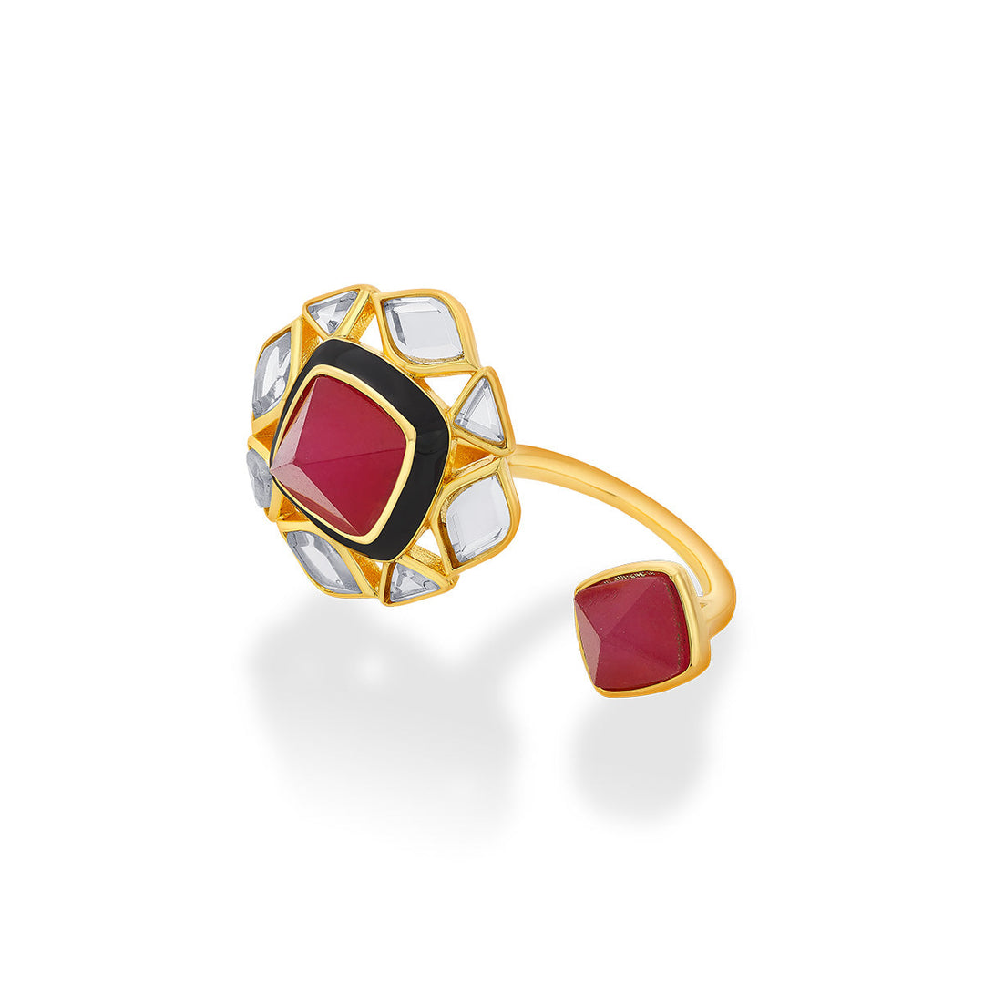 Begum Haute Pink Duplet Ring - Isharya | Modern Indian Jewelry