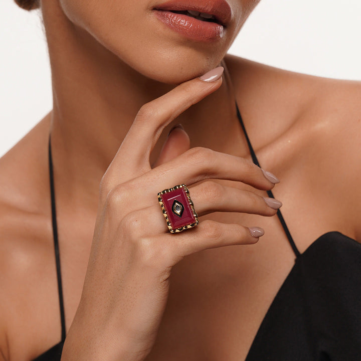 Begum Haute Pink Mughal Ring - Isharya | Modern Indian Jewelry