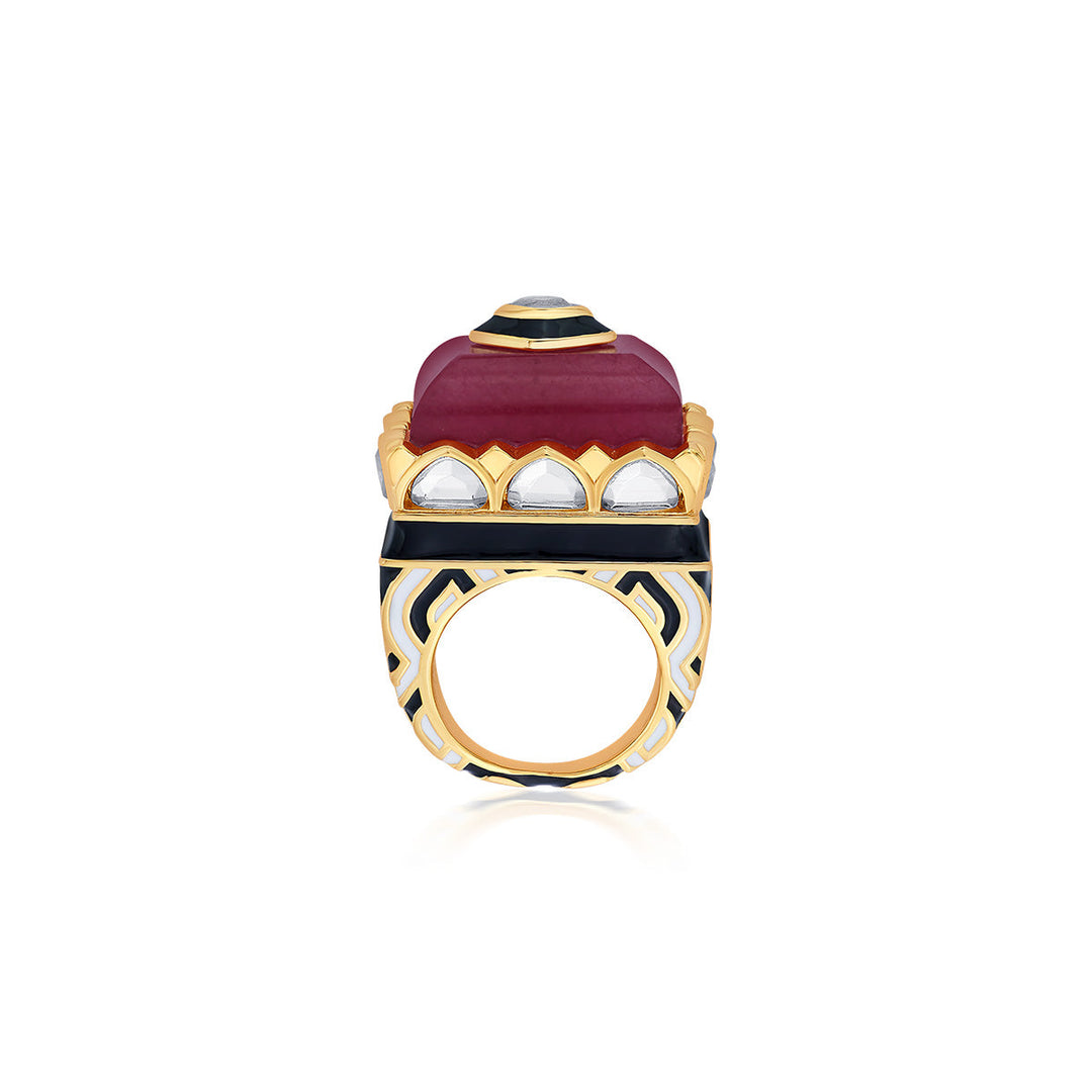 Begum Haute Pink Mughal Ring - Isharya | Modern Indian Jewelry