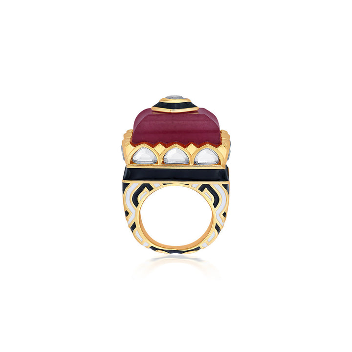 Begum Haute Pink Mughal Ring - Isharya | Modern Indian Jewelry