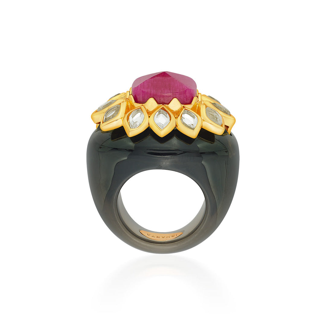 Begum Haute Pink Resin Ring - Isharya | Modern Indian Jewelry
