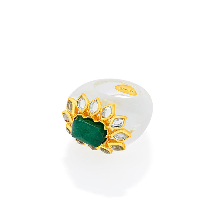 Begum Haute Evergreen Resin Ring - Isharya | Modern Indian Jewelry