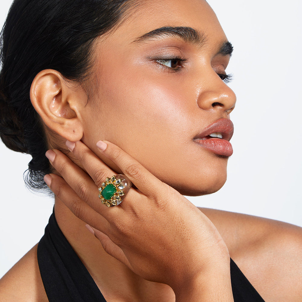 Begum Haute Evergreen Resin Ring - Isharya | Modern Indian Jewelry