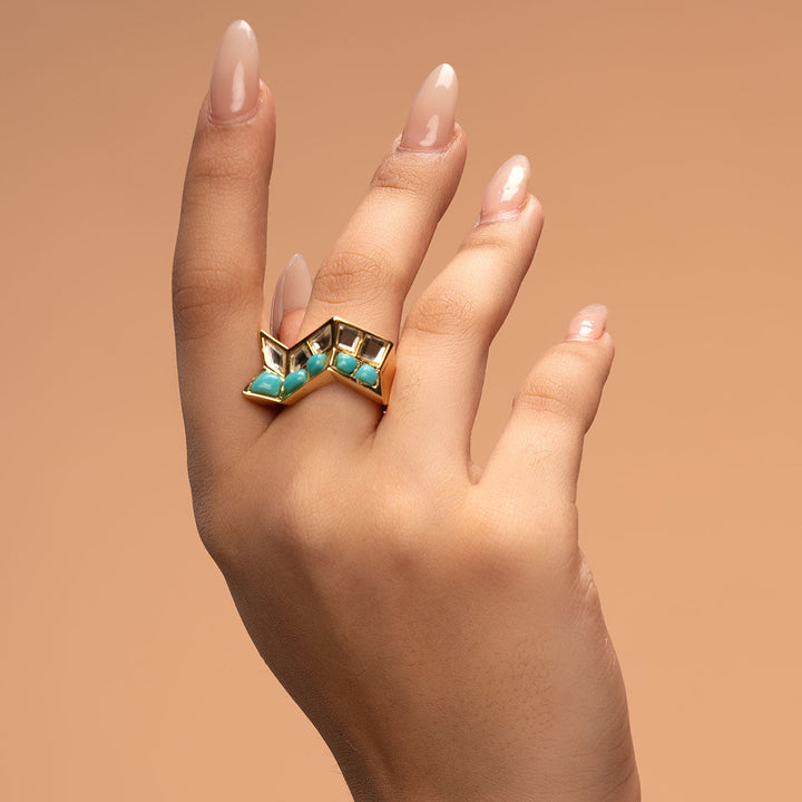 Glow Turquoise Zigzag Ring