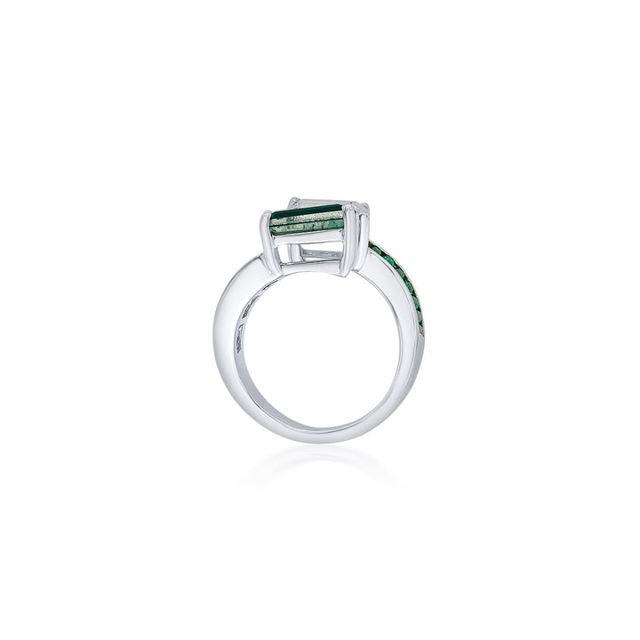 Provence 925 Silver Emerald Hydro Ring - Isharya | Modern Indian Jewelry