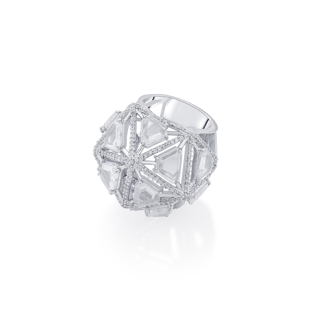 Bahamas 925 Silver Dome Ring - Isharya | Modern Indian Jewelry