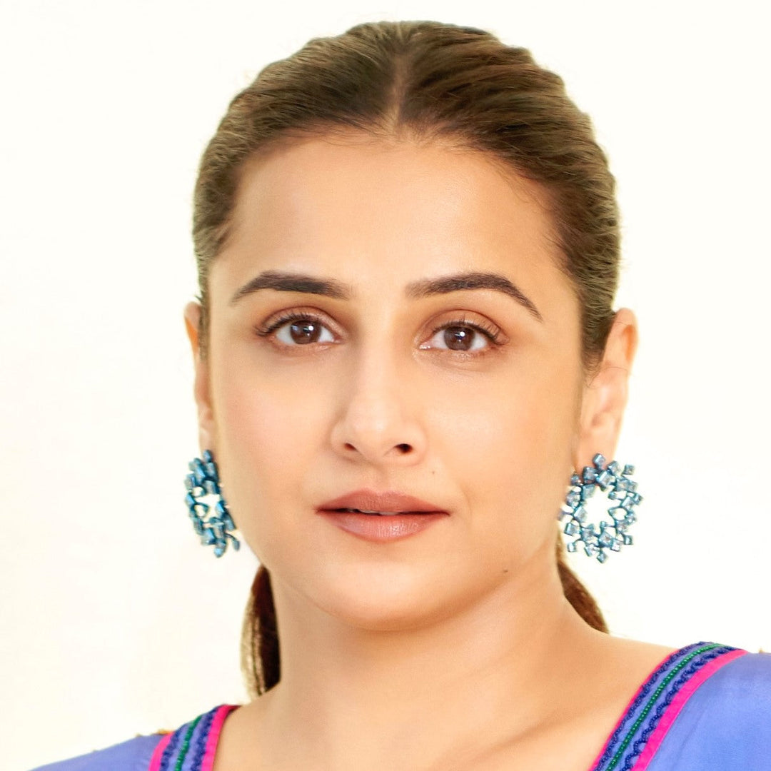 Aqua Blue Halo Earrings - Isharya | Modern Indian Jewelry