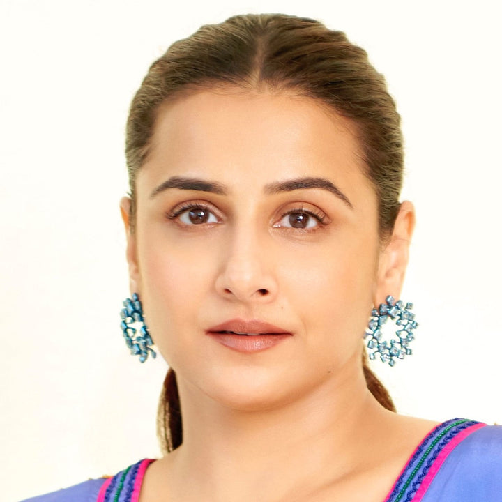 Aqua Blue Halo Earrings - Isharya | Modern Indian Jewelry