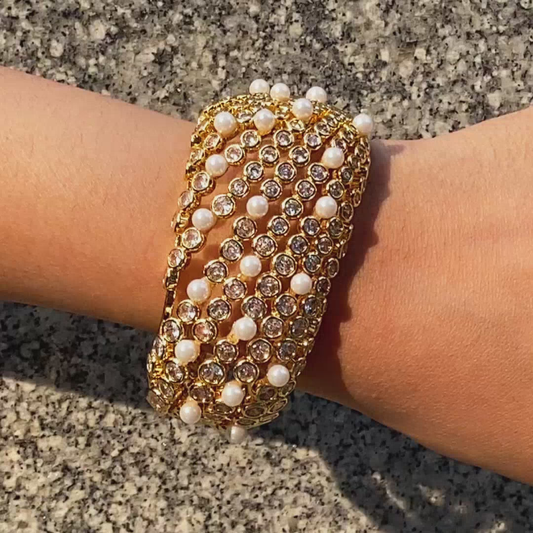 Amara CZ Pearl Statement Cuff