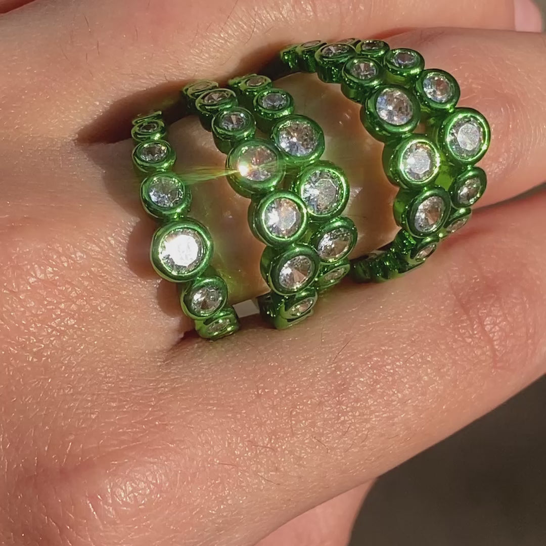Parakeet  Green Quintuple Ring