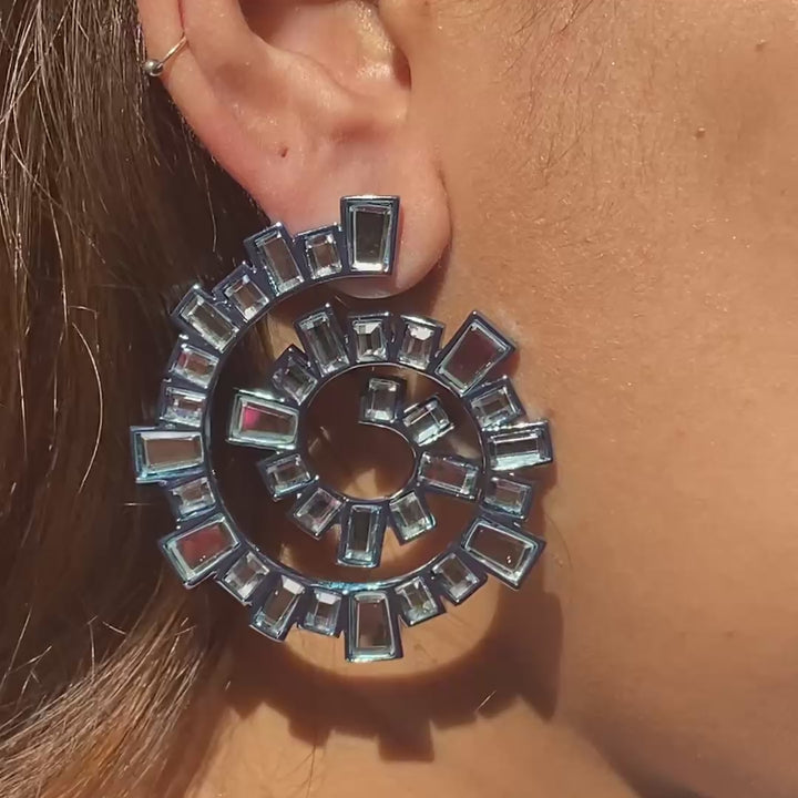 Aqua Blue Spiral Earrings