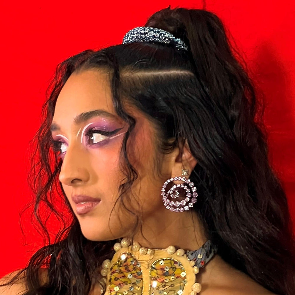 Rani Pink Statement Swirl Hoop Earrings - Isharya | Modern Indian Jewelry