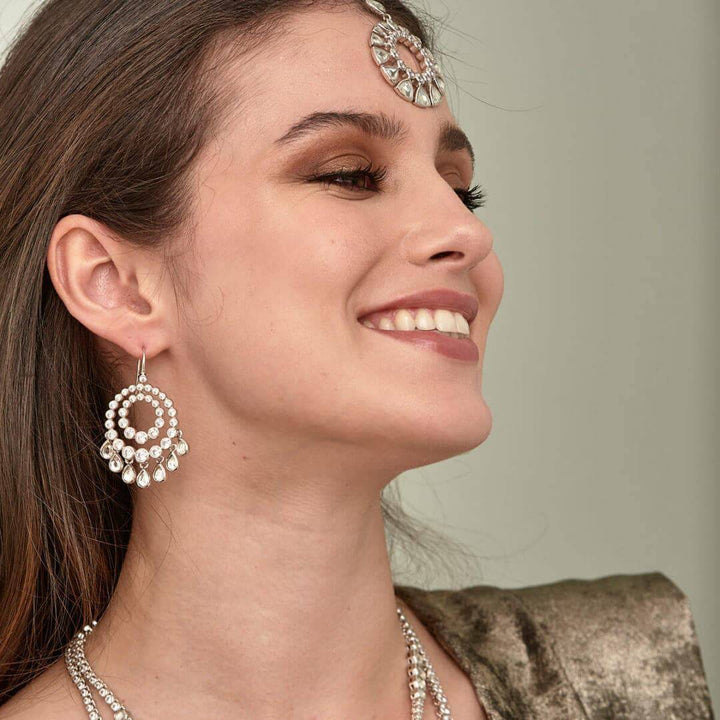 Ada Mirror & CZ Chandbali Earrings - Isharya | Modern Indian Jewelry