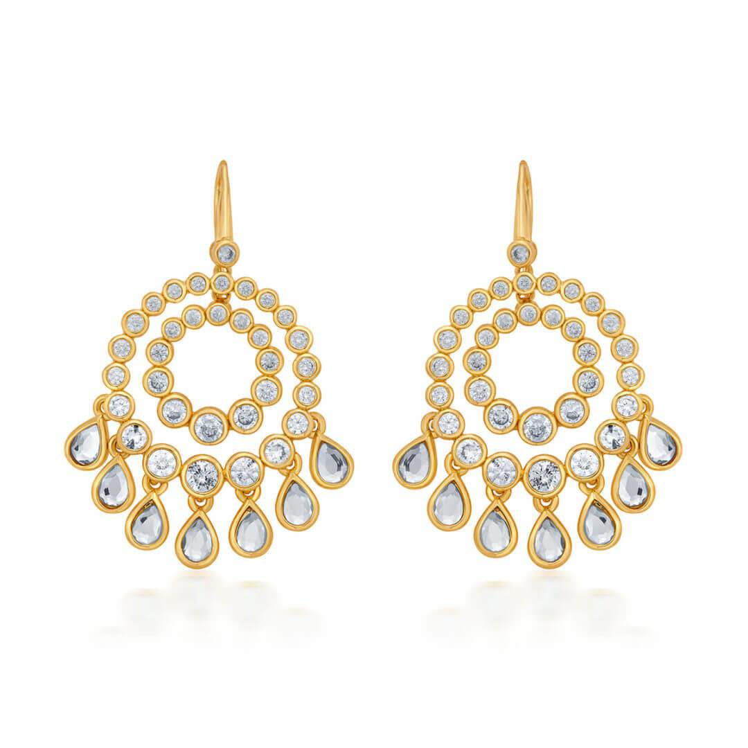 Ada Mirror & CZ Chandbali Earrings - Isharya | Modern Indian Jewelry