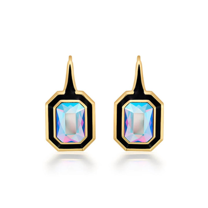 Amour Black Enamel Two Stone Earrings - Isharya | Modern Indian Jewelry
