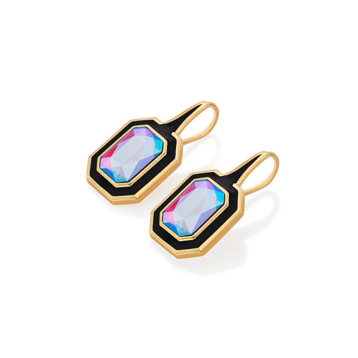 Amour Black Enamel Two Stone Earrings - Isharya | Modern Indian Jewelry