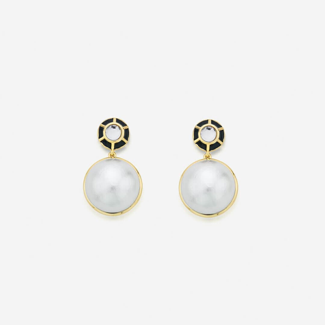 Ayaana Enamel and Pearl Drop Earrings - Isharya | Modern Indian Jewelry