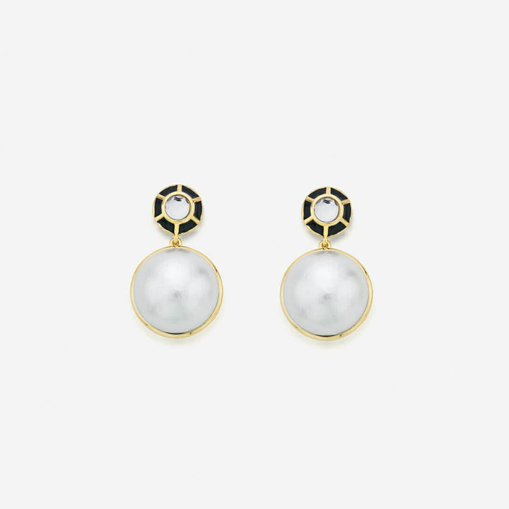 Ayaana Enamel and Pearl Drop Earrings - Isharya | Modern Indian Jewelry