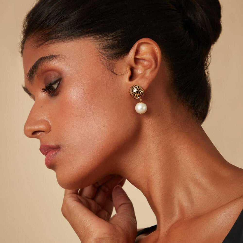 Borderless Filigree & Pearl Earring - Isharya | Modern Indian Jewelry
